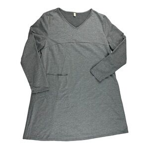 Anself Long Sleeve V-neck Dress Grey Size 2XL